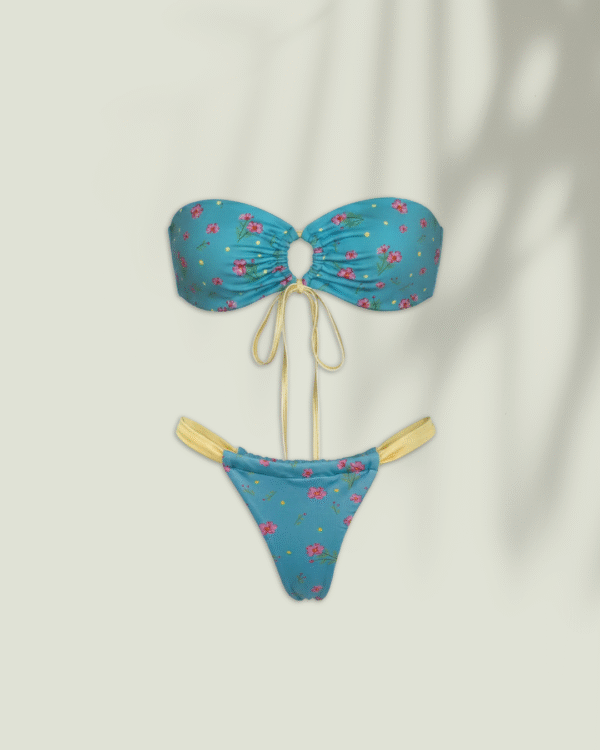Bikini Coralina Turquesa con Flores